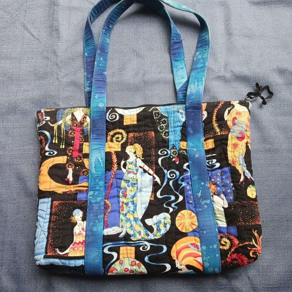 Vintage Handmade Quilted Cotton Handbag